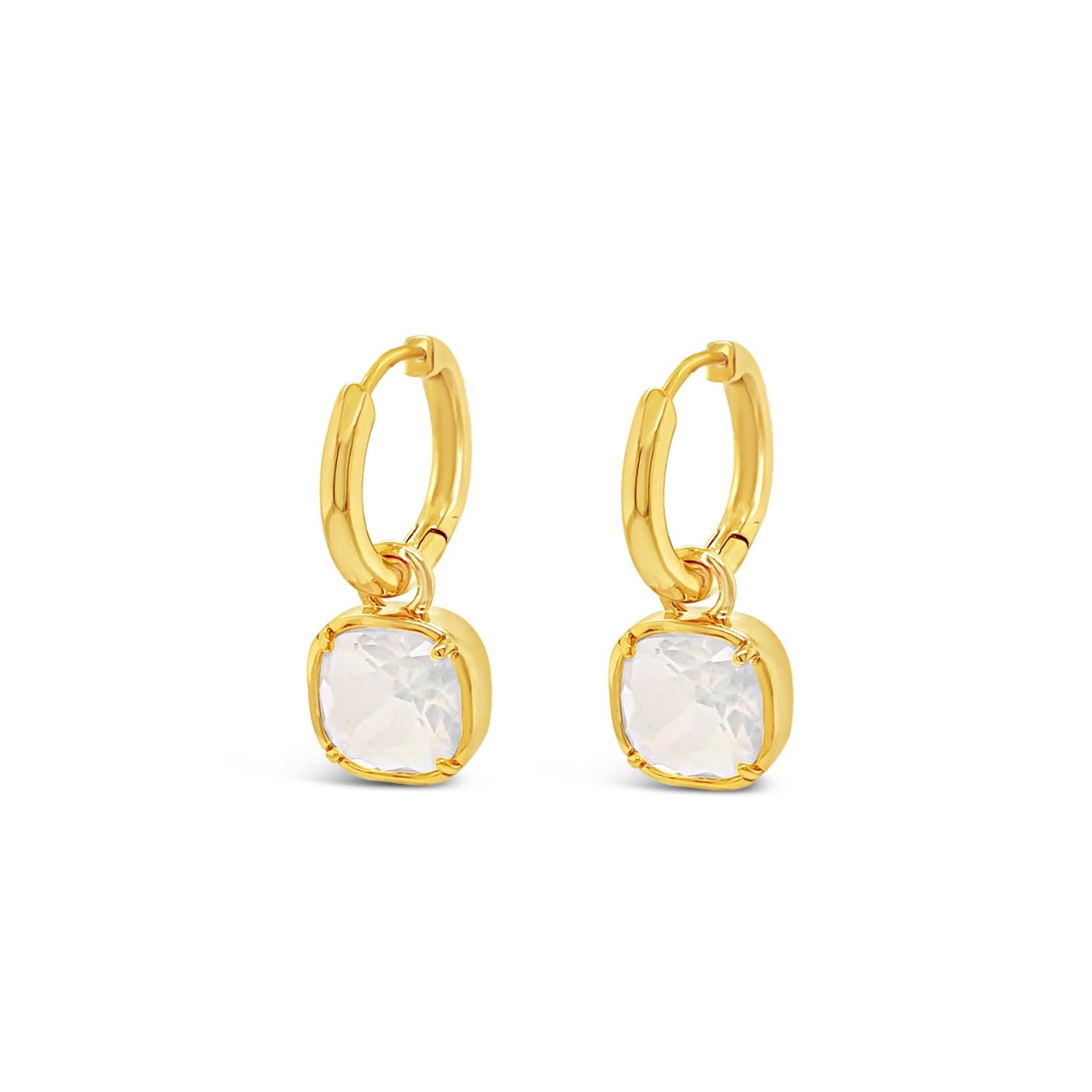 gold hoops with opal